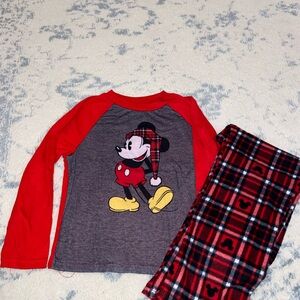 Christmas Disney Mickey Mouse Red and Black Kids Pajama Set size 8